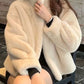 Womens High Neck Open Front Long Sleeve Faux Fur Crop Coat Soft Winter Warm Jacket Outerwear