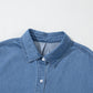 Beau Blue Solid Color Oversized Patched Pocket Buttoned Shirt