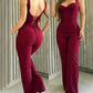 Sweatheart Neck Thick Strap Backless Lace up Jumpsuit