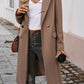 Dark Khaki Single Breasted Lapel Collar Flap Pocketed Overcoat