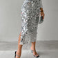 Allover Sequin Fashionable Midi Calf Skirt