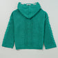 Sea Green Cable Knit V Neck Contrast Drawstring Hooded Sweater