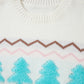 White Striped Christmas Tree Ribbed Trim Drop Shoulder Sweater