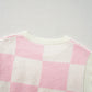 Pink Preppy Bow Detail Checkered Sweater Vest