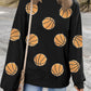 Black Sequin Ball Patched Crewneck Game Day Sweatshirt