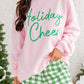 Pink Holiday Cheer Letter Graphic Christmas Slogan Sweatshirt