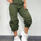 Pocket Design Button Front Cargo Pants Casual High Waisted Cuffed Pants