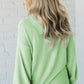 Moonlight Jade Solid Cord Ribbed Drop Shoulder Pullover Top