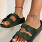 Blackish Green Dual Adjustable Buckle Non-Slip EVA Slippers