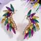 Gold Mardi Gras Rhinestone Crystal Inlay Stud Earrings