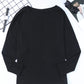 Black Solid Color Patchwork Long Sleeve Top