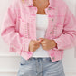 Pink Rivet Studded Pocketed Denim Jacket