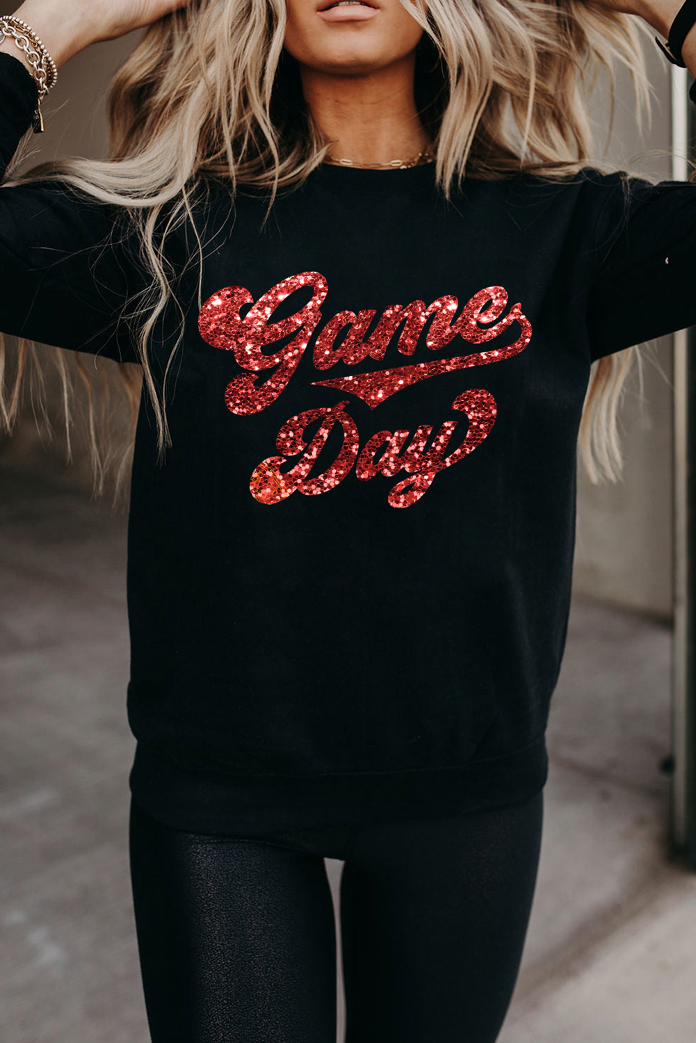 Black Game Day Graphic Pullover Sweatshirt