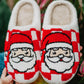 Fiery Red Checkered Santa Claus Graphic Plush Home Slippers