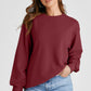 Burgundy Plain Drop Shoulder Crewneck Pullover Sweatshirt