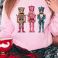 Pink Heat Transfer Printing Nutcracker Graphic Christmas Sweatshirt