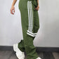 Colorblock Striped Print Pocket Design Cargo Pants Casual Strechy Waist Drawstring Loose Fit Pants