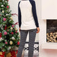 Navy Blue Christmas Pattern Striped Print Slim Fit Loungewear