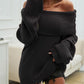 Off Shoulder Long Sleeve Oversized Knit Sweater