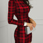 Plaid Long Sleeve Bodycon Dress