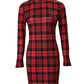 Plaid Long Sleeve Bodycon Dress