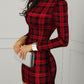 Plaid Long Sleeve Bodycon Dress