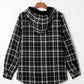 Black Plaid Pattern Sherpa Lined Hooded Shacket