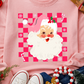 Pink Fancy Checkered Father Christmas Graphic Sweatshirt