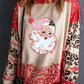 Red Shiny Father Christmas Leopard Sleeve Bleached Dye Sweatshirt