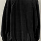 Black Solid Snap Buttons Collared Balloon Sleeve Oversized Sweatshirt