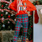 Multicolor ALL IS BRIGHT Graphic Christmas Plaid Pajamas Set