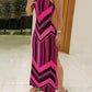 Colorful Striped Print Side Slit Maxi Dress