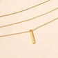 Gold Bar Pendant Layered Adjustable Chain Necklace