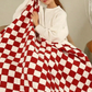 Fiery Red Plush Checkered Print Sofa Blanket 127*152cm