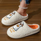 White Cute Ghost Trick Or Treat Pattern Plush Winter Home Slippers