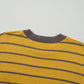 Yellow Stripe Daisy Floral Knitted Round Neck Sweater