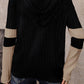 Parchment Textured Colorblock Long Sleeve Quarter Zip Drawstring Hooded Top