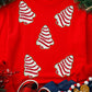 Red Playful Christmas Tree Patched Dropped Shoulder Sweatshirt