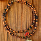 Russet Orange Skull Pumpkin Face Pendant Layered Beaded Halloween Necklace