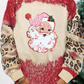 Red Shiny Father Christmas Leopard Sleeve Bleached Dye Sweatshirt