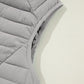 Silvery Plush Collared Quilted Zipped Puffer Vest