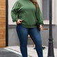 Blackish Green Loose Patchwork Crewneck Plus Size Sweatshirt