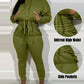 Shirred Pocket Design Crop Hoodie & High Waist Cuffed Sweatpants Set