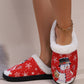 Fiery Red Christmas Snowman Print Plush Home Slippers