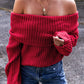 Racing Red Off-the-shoulder Knit Sweater