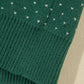 Green Christmas Snowflake Dotted Print Round Neck Sweater