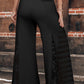 Black Boho Lace Patchwork Wide Leg High Waist Pants