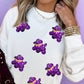 White Sequin Balloon Puppy Graphic Mardi Gras Sweatshirt