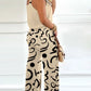 2 Pieces Outfits  V Neck Strechy Spaghetti Strap Tank and Casual Colorblock Floral Print Loose Fit Slit Pants Set