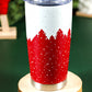 Fiery Red Christmas Tree Elk Print Stainless Steel Tumbler 20 OZ